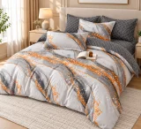 Set Lenjerie de Pat Dublu din Microfibră Premium, 6 Piese, Cearșaf 245x250 cm