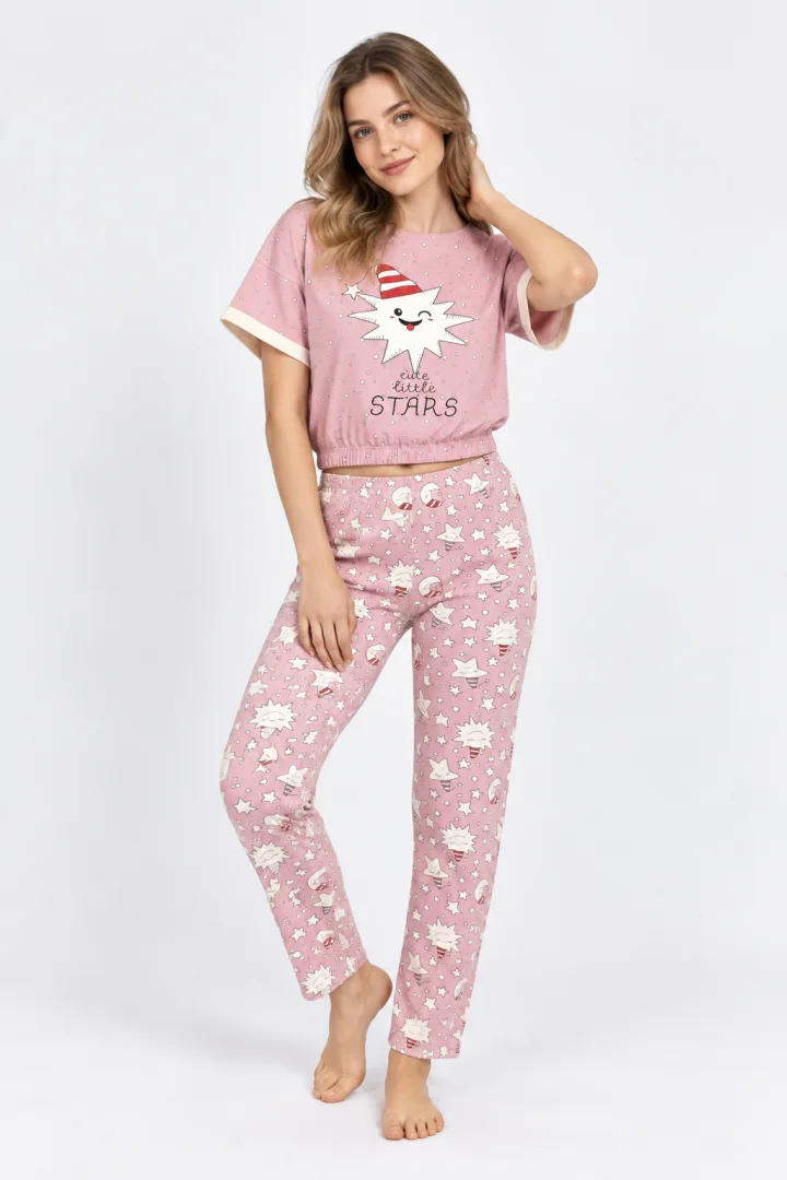 Pijama damă din bumbac „Cute Little Stars”