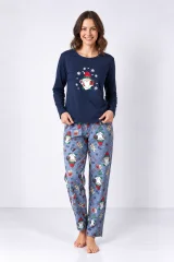 Pijama damă de Crăciun cu mânecă lungă și pantaloni lungi