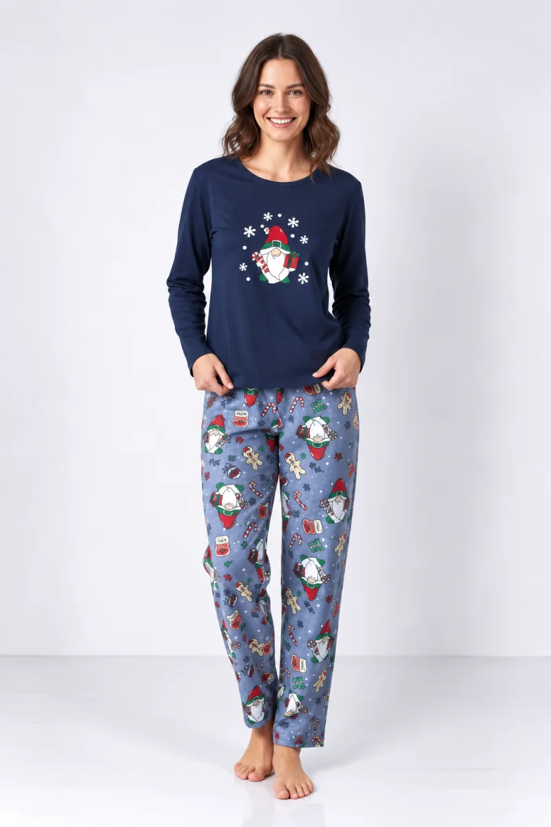Pijama damă de Crăciun cu mânecă lungă și pantaloni lungi