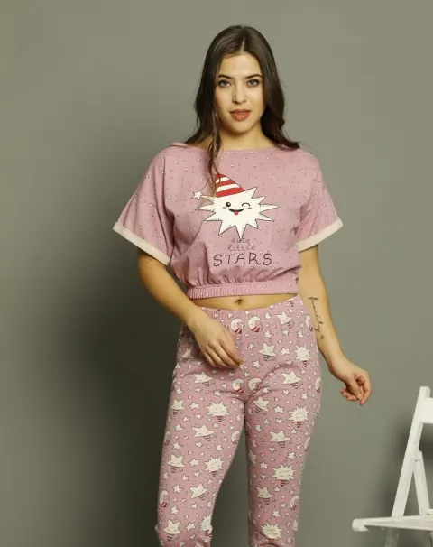 Pijama damă din bumbac „Cute Little Stars”