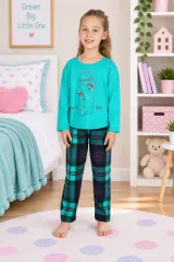 Pijama copii cu mânecă lungă și pantaloni lungi – imprimeu „Hello Winter”, verde