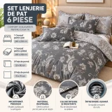 Set Lenjerie de Pat Dublu din Microfibră Premium, 6 Piese, Cearșaf 245x250 cm
