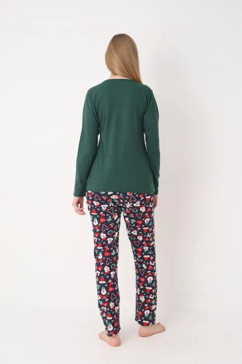 Pijama damă de Crăciun cu mânecă lungă și pantaloni lungi