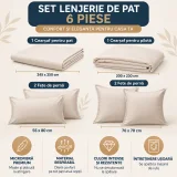 Set Lenjerie de Pat Dublu din Microfibră Premium, 6 Piese, Cearșaf 245x250 cm