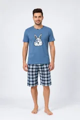 Pijama bărbat pantaloni 3/4, imprimeu iepure pirat, albastru