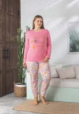 Pijama damă  roz cu imprimeu „Amour”