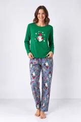 Pijama damă de Crăciun cu mânecă lungă și pantaloni lungi