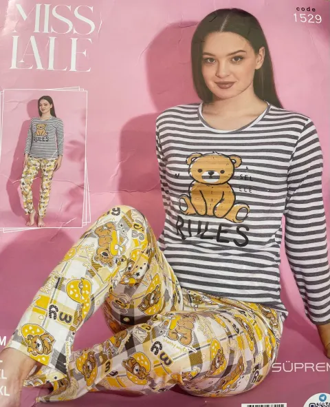 Pijamă Damă cu Imprimeu Marinar, Urs & „RULES”