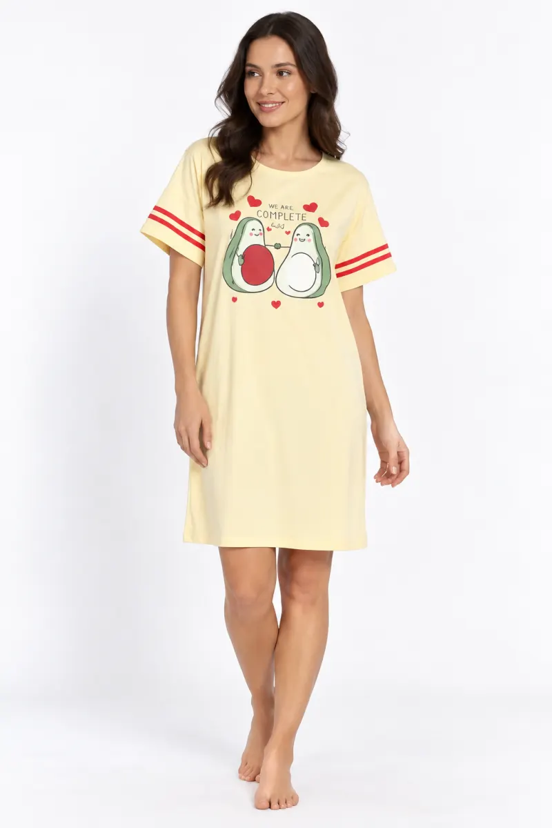 Rochie casual damă din bumbac 100%, cu mânecă scurtă, până la genunchi, galben