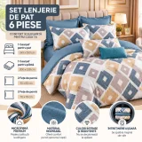 Set Lenjerie de Pat Dublu din Microfibră Premium, 6 Piese, Cearșaf 245x250 cm