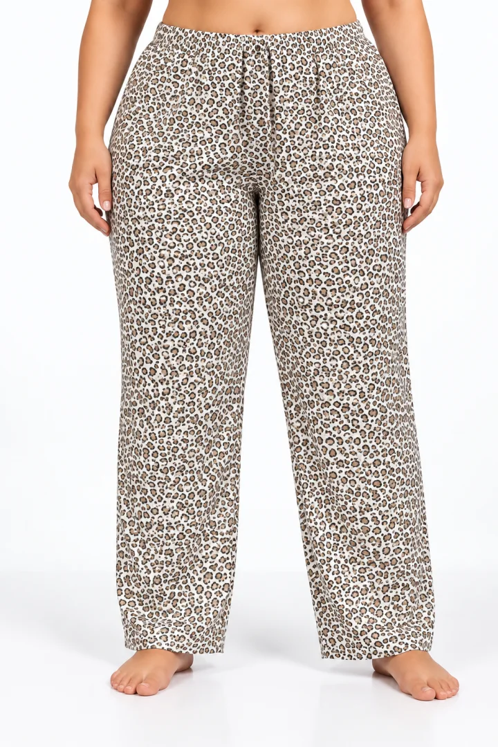 Pantaloni de pijama damă mărimi mari, Big Size 2XL–5XL, cu șnur reglabil