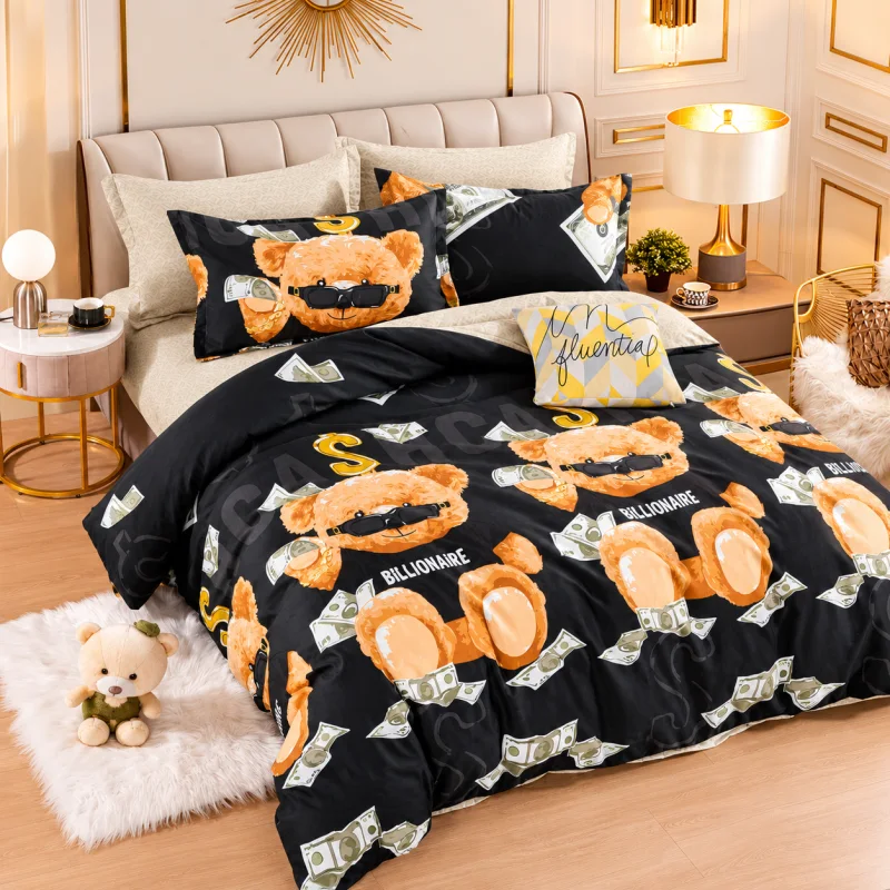 Set Lenjerie de Pat Dublu din Microfibră Premium, 6 Piese, Cearșaf 245x250 cm