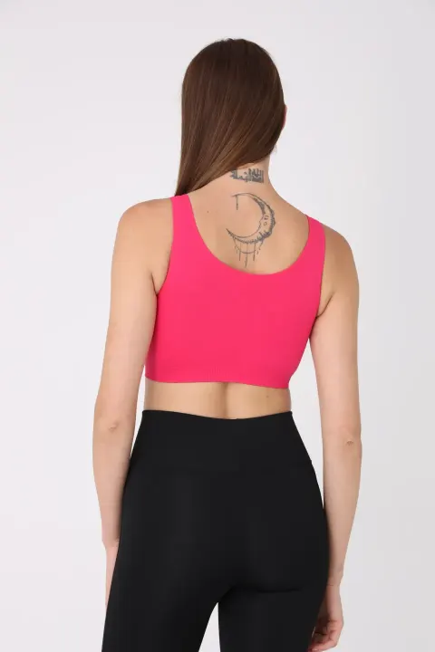 Bustieră damă lejeră, cu bretele late, fără push-up și fără balene, fucsia