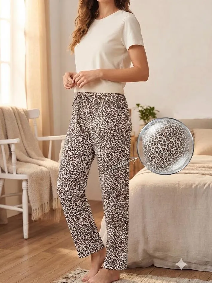 Pantaloni de pijama de dama leopard