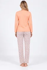 Pijama damă cu mânecă lungă și pantaloni lungi cu imprimeu