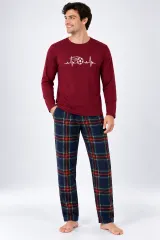 Pijama barbat bordo cu carouri mari