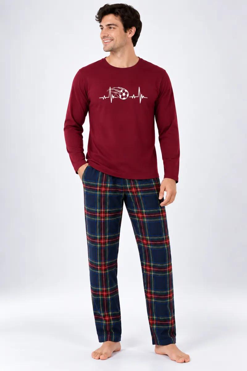Pijama barbat bordo cu carouri mari