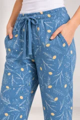 Pantaloni damă din bumbac cu buzunare și șnur reglabil în talie
