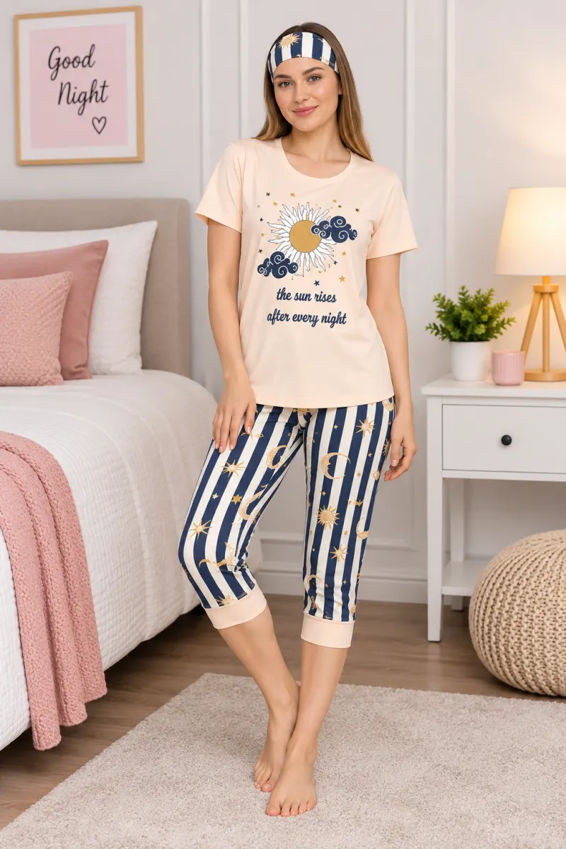 Pijama de Dama cu Masca de Dormit Asortată
