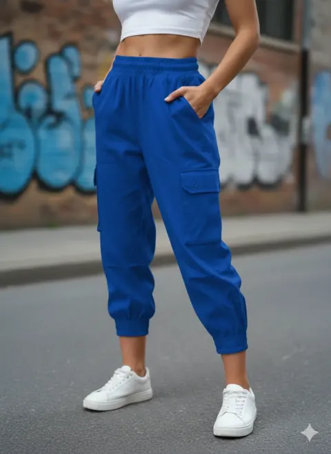 Pantaloni din denim damă albastru