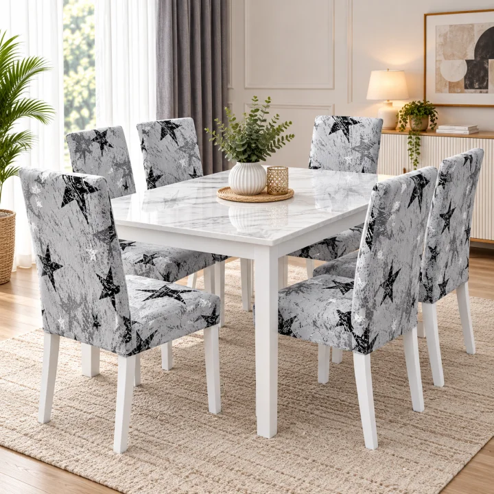 Set 6 Huse Elastice pentru Scaune, Microfibră Premium, cu Elastic, Protecție și Design Elegant