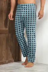 Pantaloni pijama bărbați, albaștri cu pătrățele negre