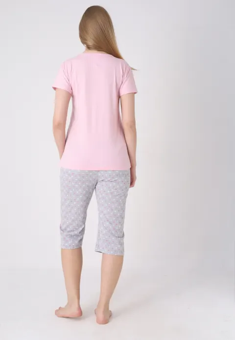 Pijama damă cu model de Paște, roz deschis