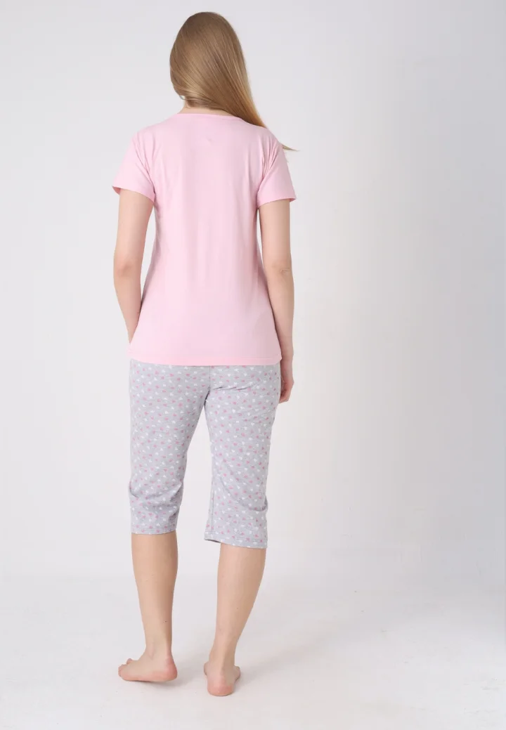 Pijama damă cu model de Paște, roz deschis