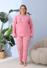 Pijama damă Big Size roz închisă „My Best Life”