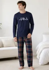 Pijama barbat blumarin cu carouri mari