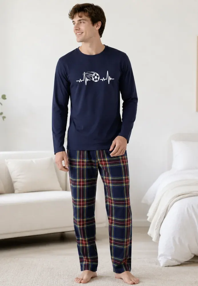 Pijama barbat blumarin cu carouri mari