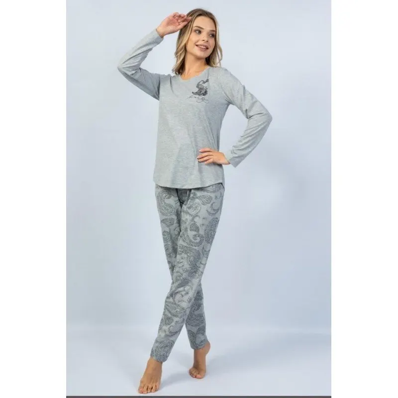 Pijamale damă cu  imprimeu Beauty, gri