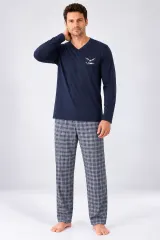 Pijama barbat blumarin cu carouri gri