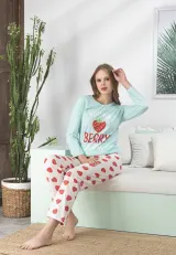 Pijama damă bleu, imprimeu „You Are Berry Special”