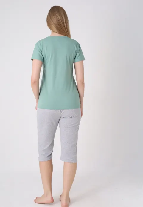 Pijama damă cu model de Paște, verde