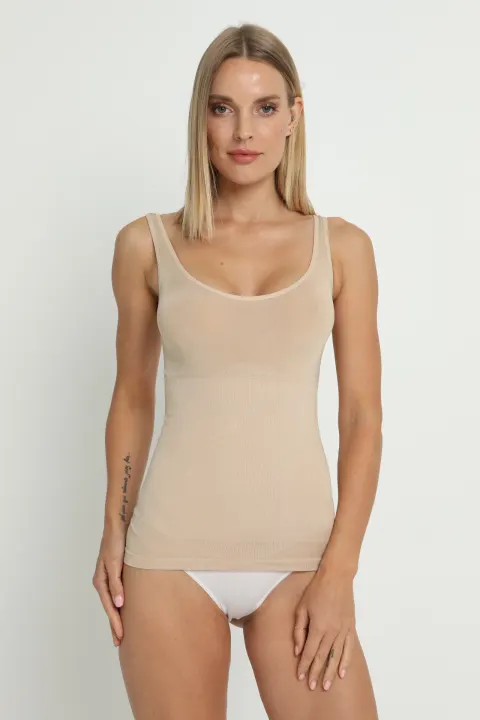 Maiou modelator damă – bej, cu bretele groase