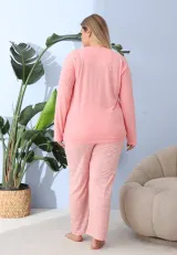 Pijama damă Big Size roz piersică „Happy Saturday”