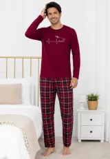 Pijama barbat bordo cu carouri