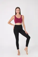 Bustieră damă lejeră, cu bretele late, fără push-up și fără balene, bordo