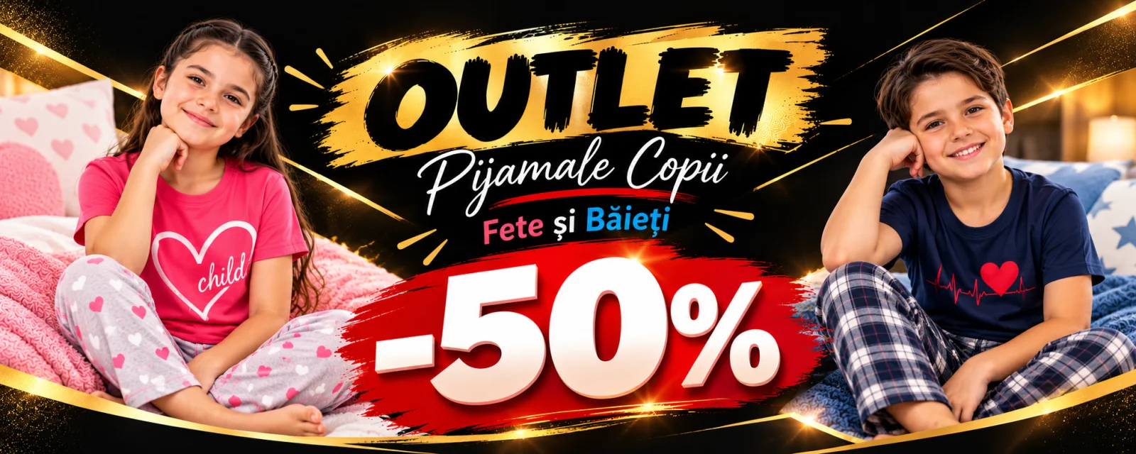 Outlet Pijamale Copii – Fete și Băieți – Reduceri 50%
