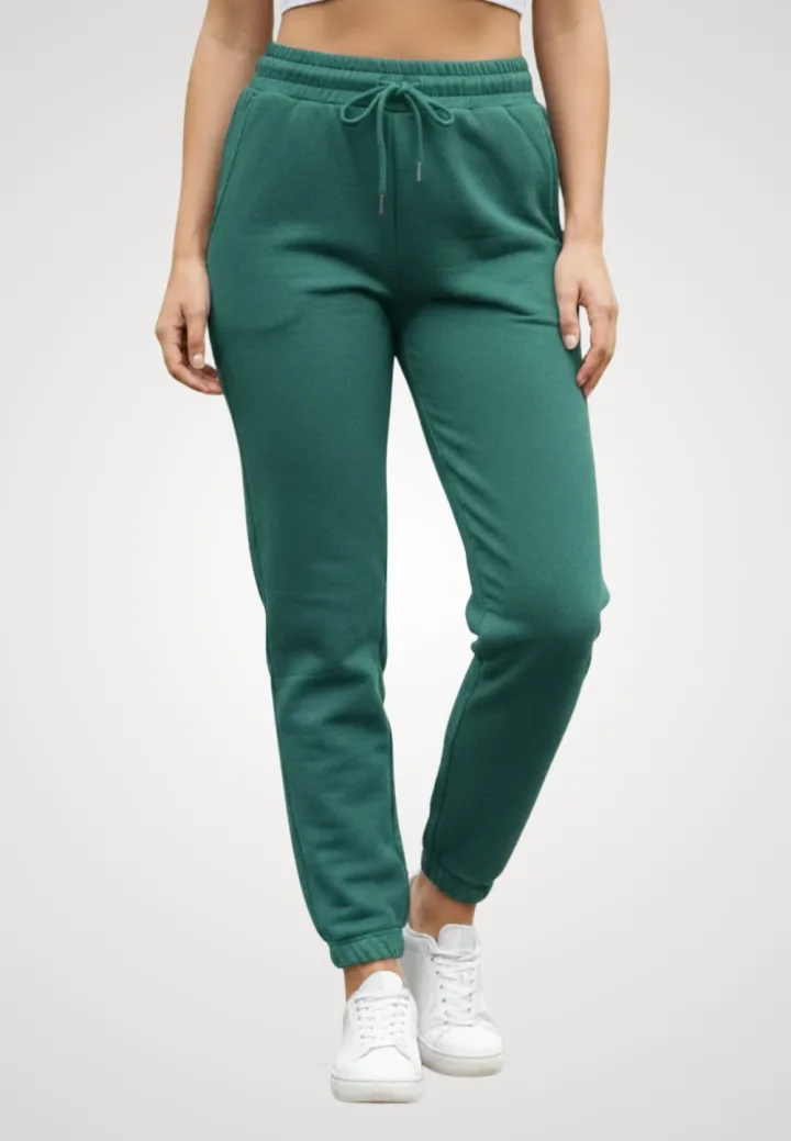 Pantaloni de trening damă din bumbac, culoare verde