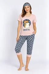 Pijama  Dama cu Masca de Dormit Asortată, imprimeu Dreams