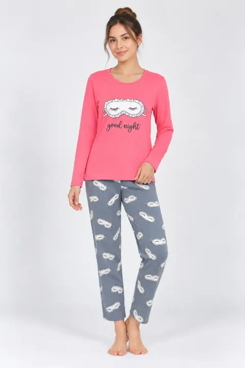 Pijama damă cu imprimeu ,,Good Night'', culoare roz