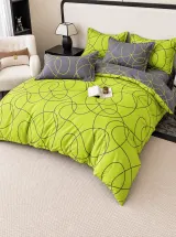 Lenjerie de pat 6 piese cu cearșaf cu elastic, husă pilotă 200 × 220 cm
