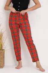 Pantaloni de pijama damă roșii cu carouri