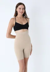 Pantaloni modelatori scurți cu talie înaltă – bej