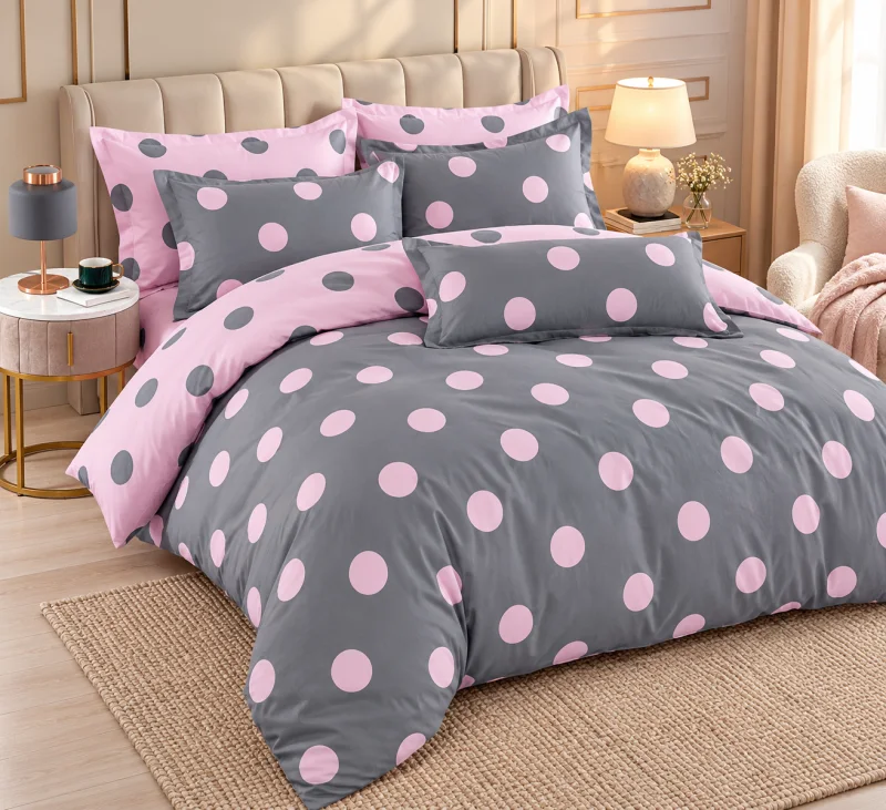 Set Lenjerie de Pat Dublu din Microfibră Premium, 6 Piese, Cearșaf 245x250 cm