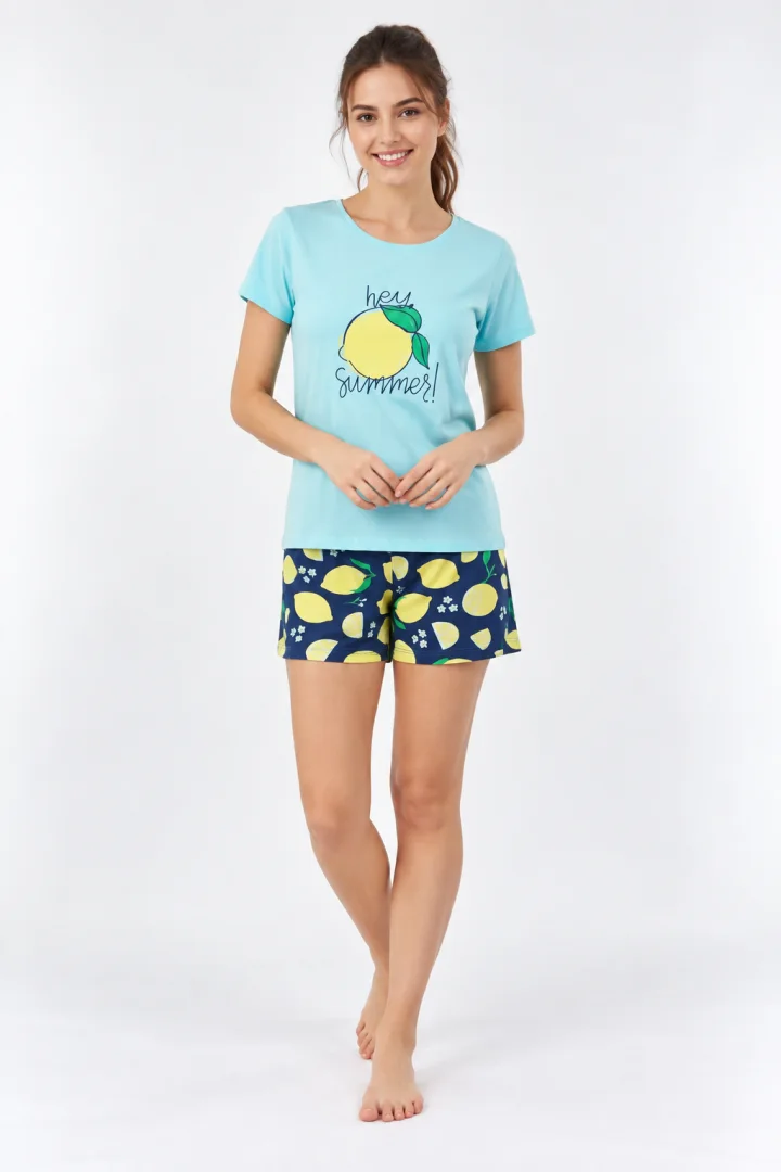 Pijama dama , imprimeu ,,Hey Summer!'',blue