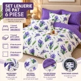 Set Lenjerie de Pat Dublu din Microfibră Premium, 6 Piese, Cearșaf 245x250 cm